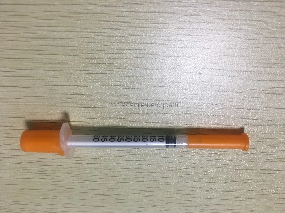 
Orange Cap Disposable insulin syringe 1ml 0.5ml 0.3ml with fixed needle syringe factory 