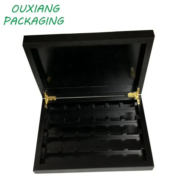 matte black lacquer finish hot sale wooden tea bags gift packaging box