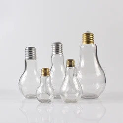 500ml Plastic Light Bulb Shape Plastic Juice Bottle Beverage Bottles With Golden Screw Cap Glass Bottle