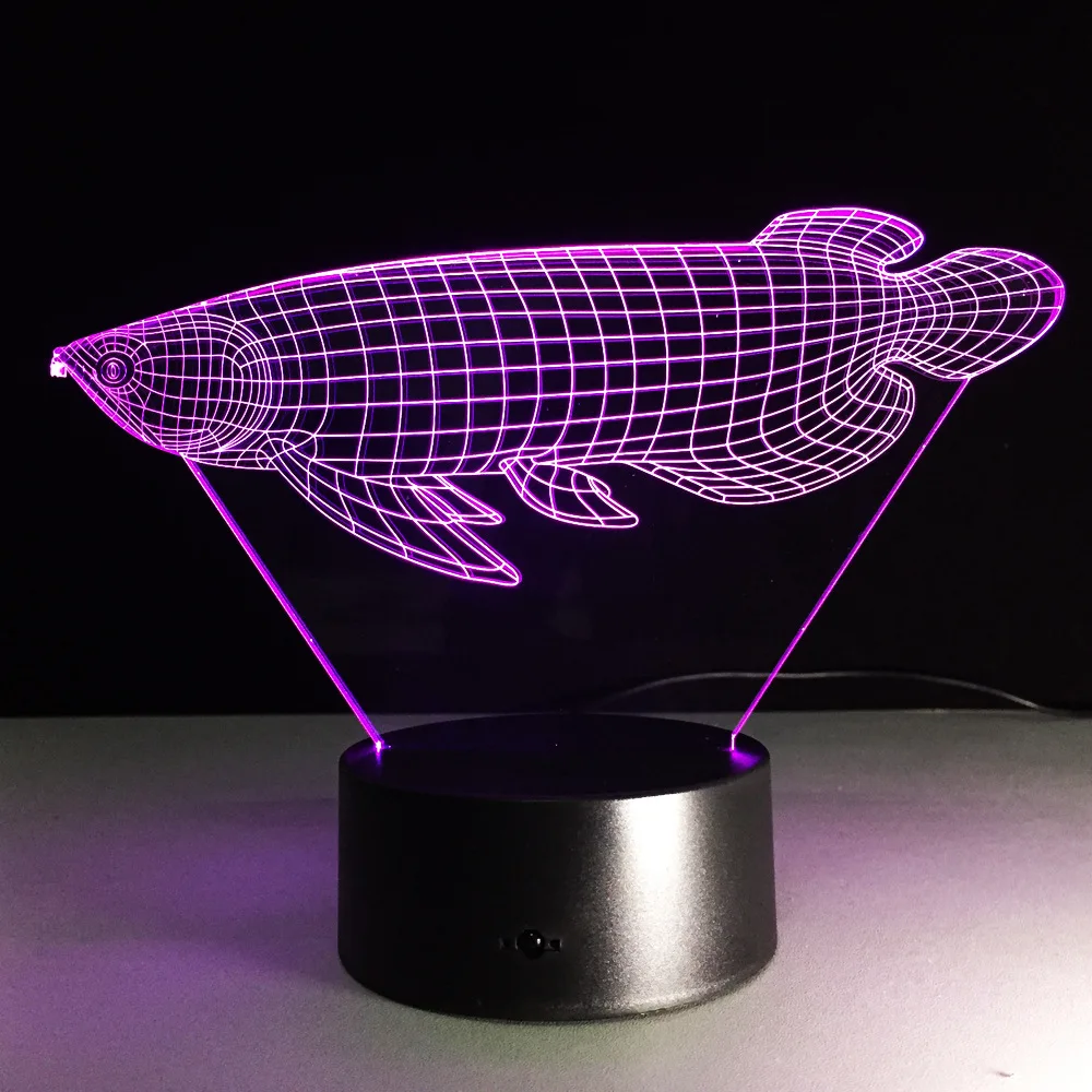 3D новинка лампочка настольная лампа имитация рыбы светодиодный ночник Arowana Декор красочная Новинка освещение детская игрушка подарок