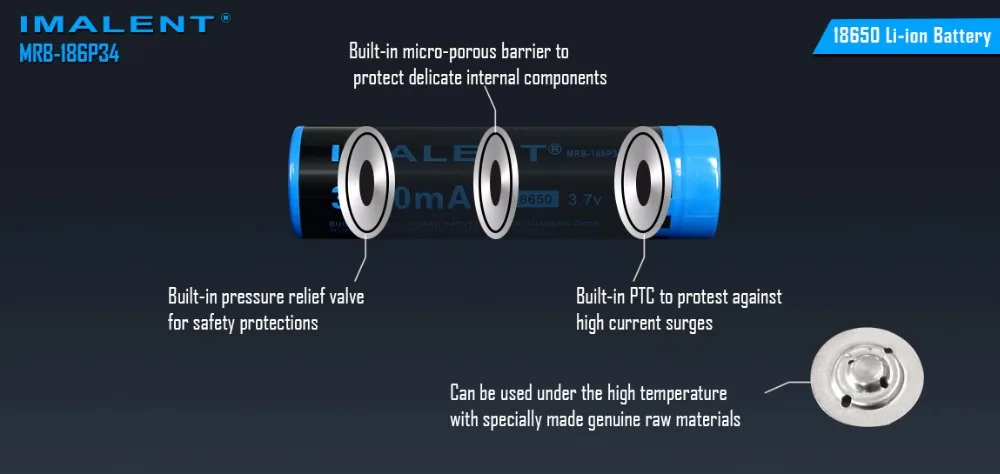 IMALENT 18650 Li-ion Battery Rechargeable Battery 3400mAh