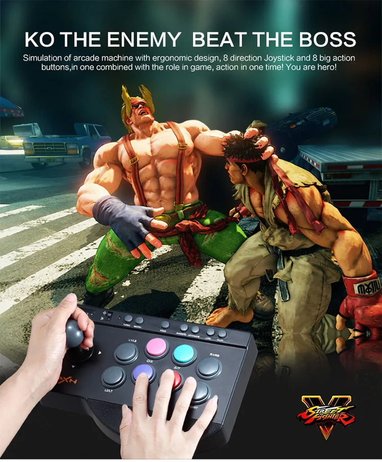 PXN-0082  USB Arcade Fight Stick Game Player Accessories for PC/PS3/PS4 /Xbox one&series/Xbox one/Switch