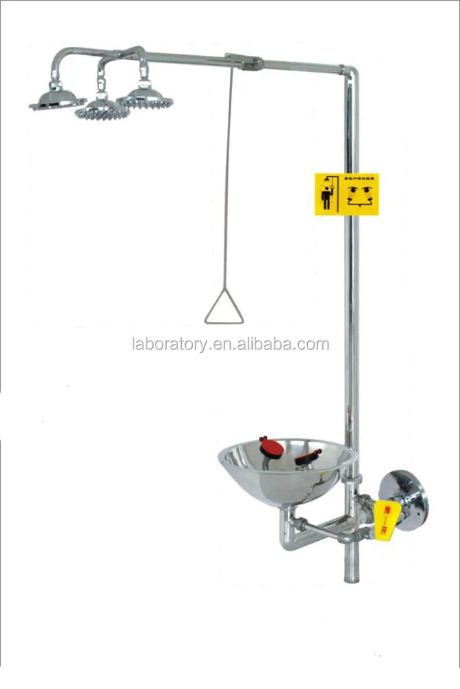 304 SS combination emergency lab facility shower & eye washer