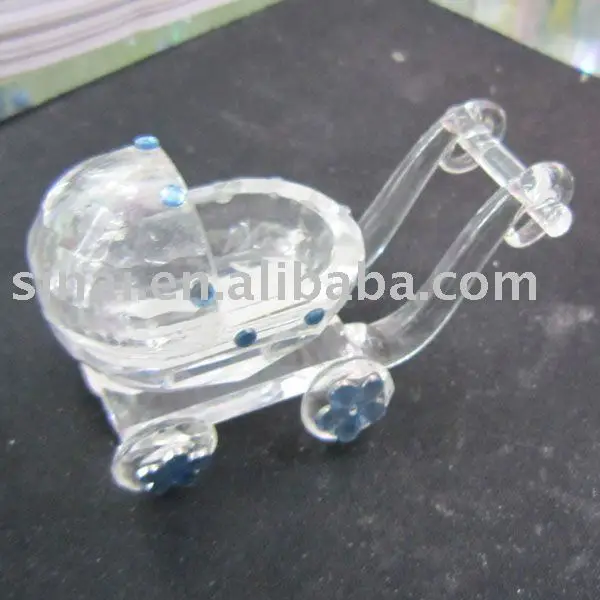 Mini Crystal Baby Carriage Baby Shower Favors Wedding Party Figurines Souvenirs