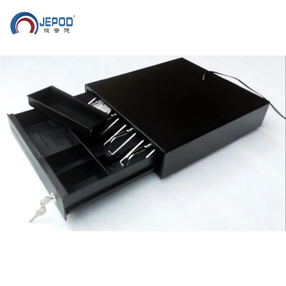 JEPOD JP-001 POS System 5 grids 3sections 4 coin Metal Cash Register cash drawer with hidden cable slot