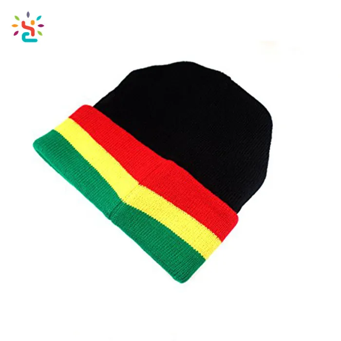 New arrival Jamaican beanie hats free rasta knit hat crochet pattern striped Reggae rasta winter hats