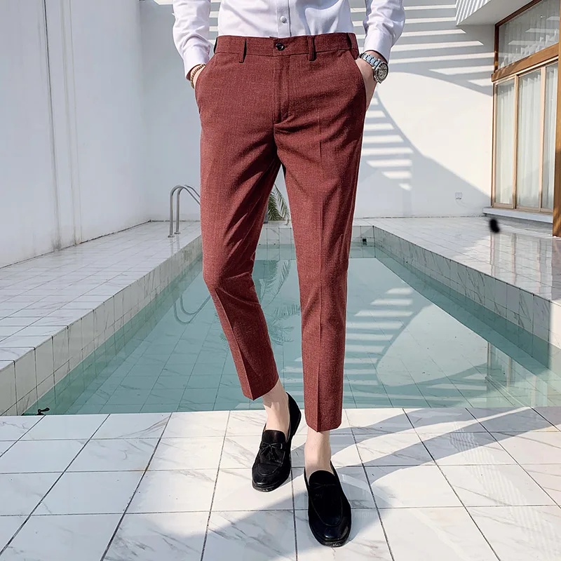 latest design Korean trouser men suit pants causal for businessman slim fit young men pants factory oem