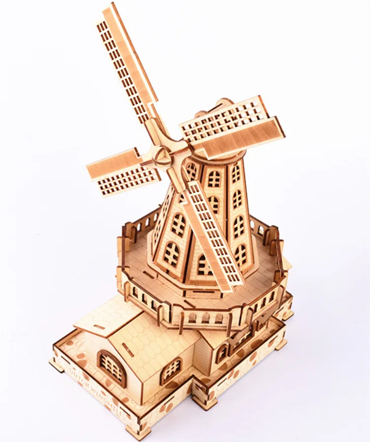 Assemble Thousand Sunny 3D Jigsaw Puzzle Educational  Dutch windmill Cheap 3D Wooden Puzzle