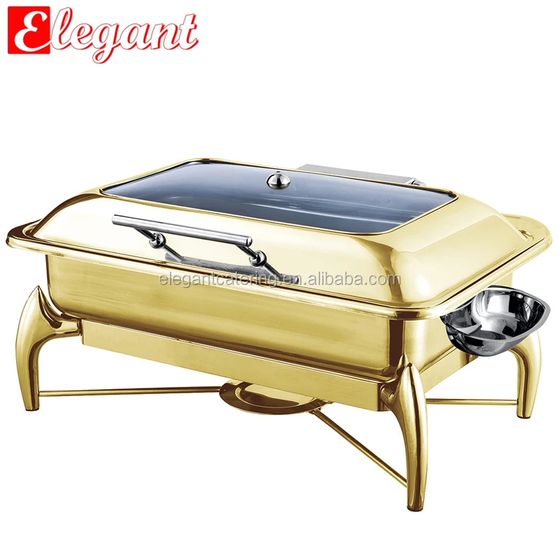 6L/9L yubao buffet hydraulic luxury golden chafing dish with fuel