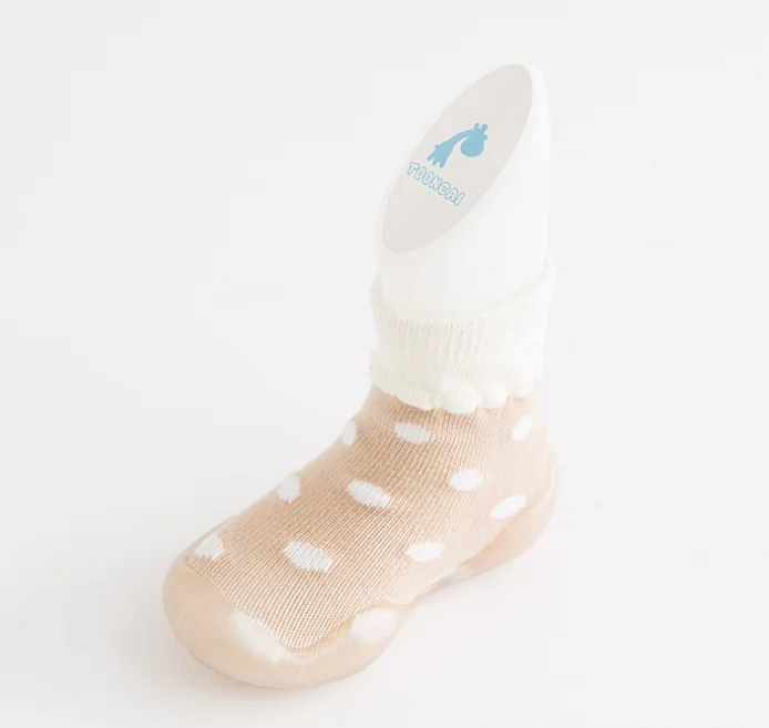 
Polka dot 5 solid color rubber sole anti silp kids pre walk socks 