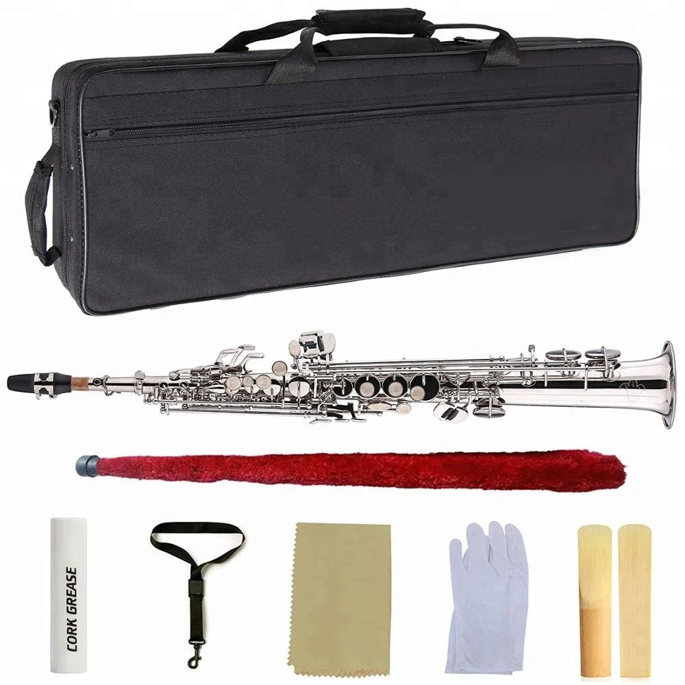 
Soprano Saxophone Straight B Flat Bb Nickel Silver 