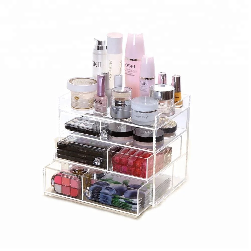 Wholesale large cheap clear acrylic makeup organizer with drawers