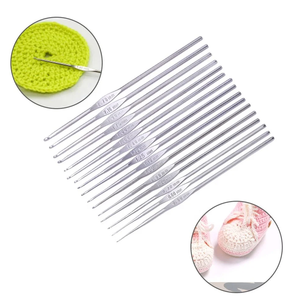 SKC 16PCS 0.5-2.1mm Weave Craft Needle Sweater Knitting Needle Crochet Hook