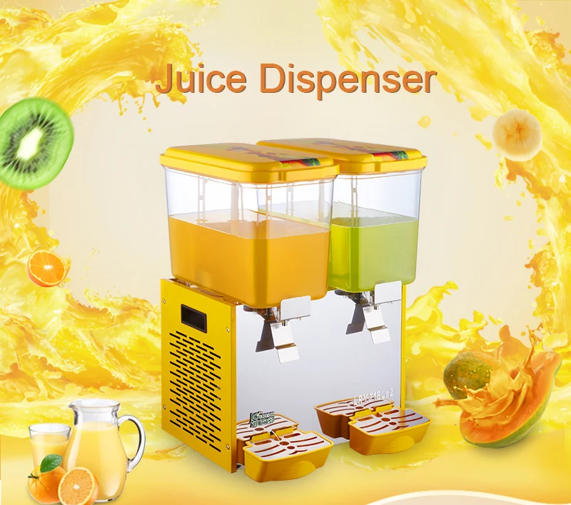 2 tanks Cold Juice Dispenser Beverage Commercial Smoothie Maker Slushy Making Machine with Spigot 18L