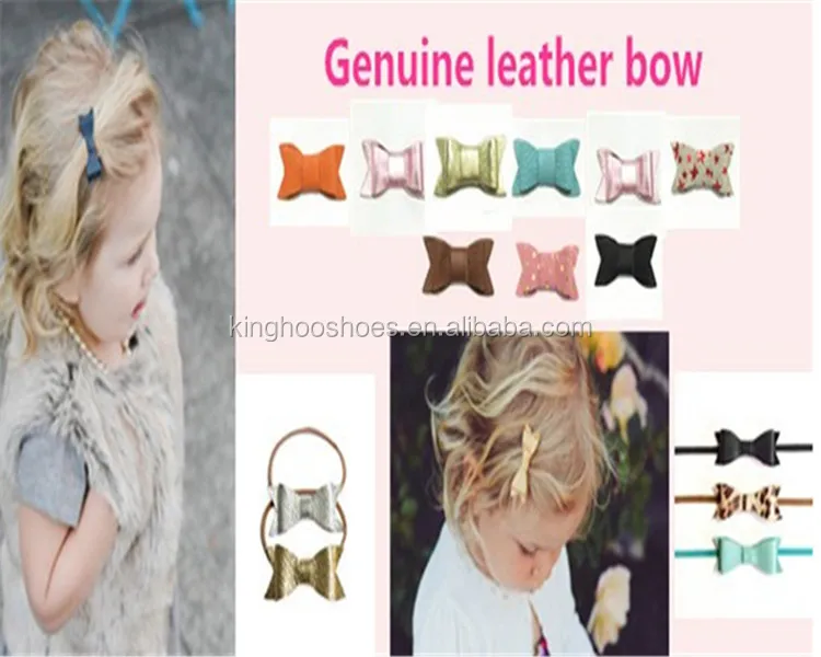 
2.5 inches - Leather Bow, Leather Hair Accessories, Leather Bow Clip 