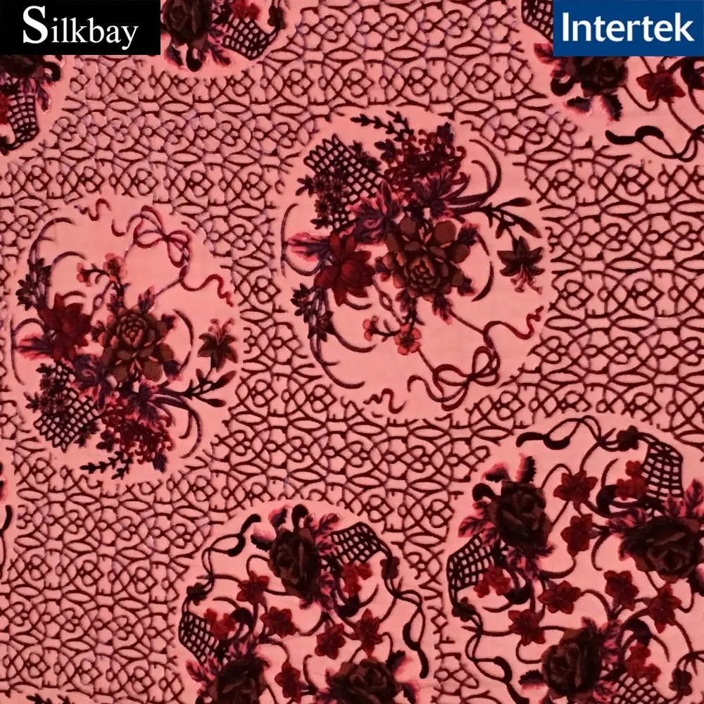 Plain dyed burnout silk velvet fabric