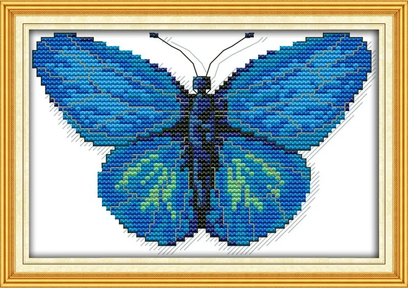 Набор для вышивки крестиком NKF с синей бабочкой, распродажа
