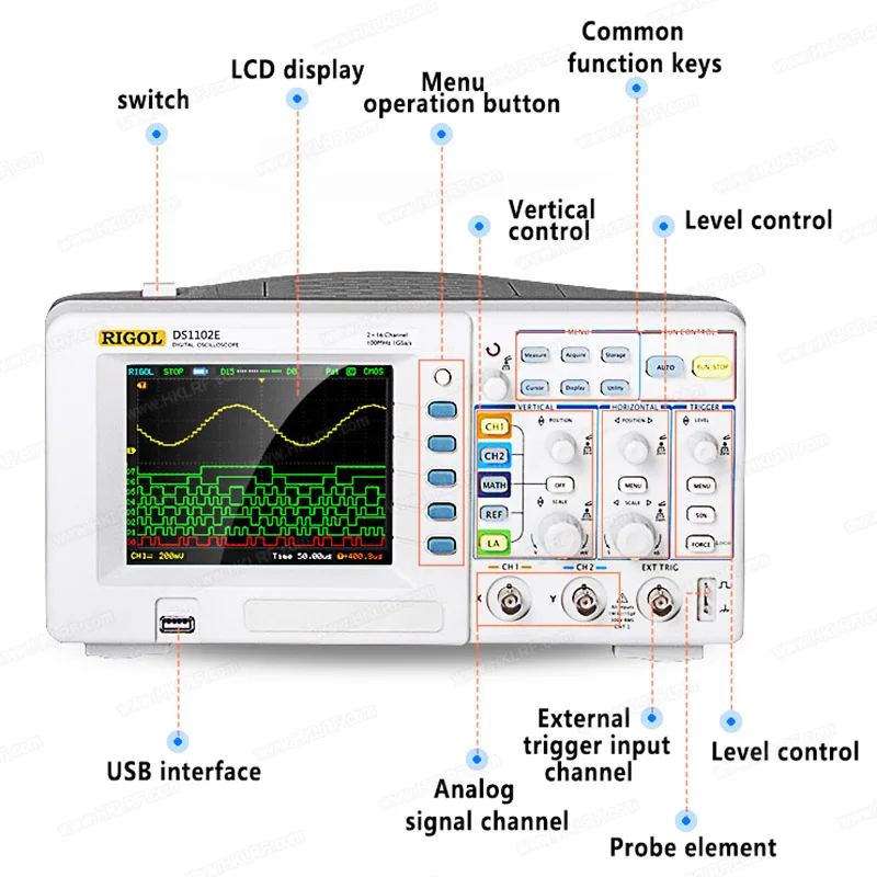 Rigol DS1102E Digital Oscilloscope Dual sampling USB OpenBox