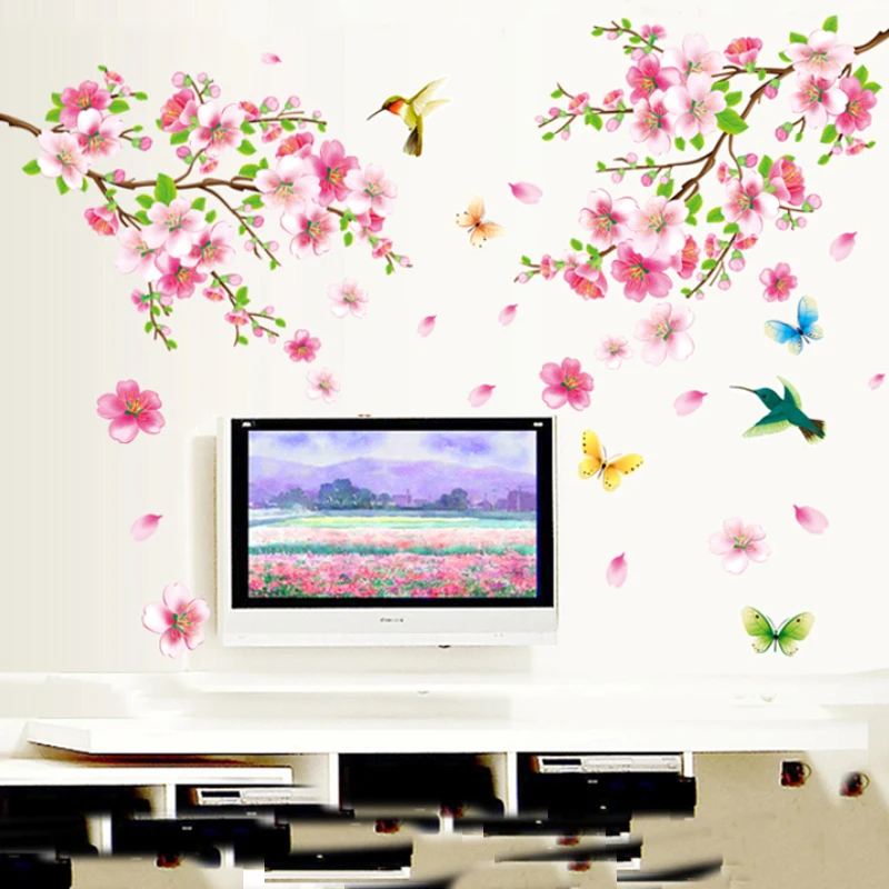 
Home decoration vinyl pink flower wall decal 