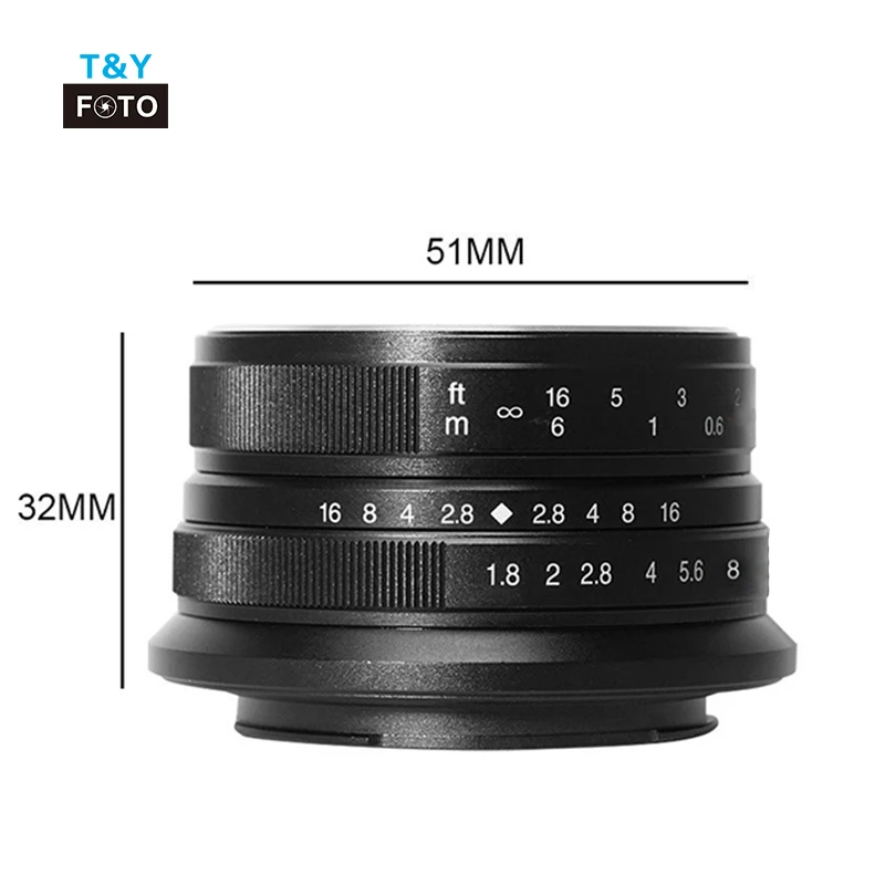 Wtianya brands photography universal custom 25mm F1.8 large aperture manual focus camera lenses for nikon fujifilm X-mount