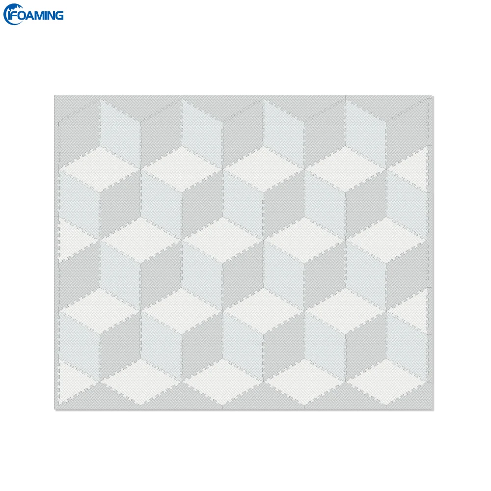 
Stylish Interlocking Rhombus Puzzle Baby Foam Playmat Grey/White/Cream 