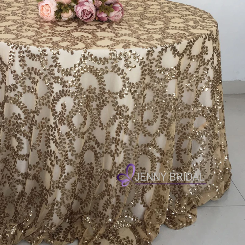 SQN#73GL custom 108 inch round rose gold table cloth sequin tablecloth