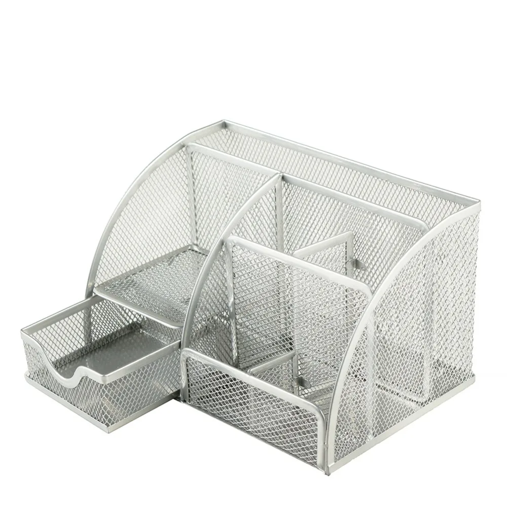 
China Wholesales Office Stationery Multifunction Metal Mesh Desk Organizer 