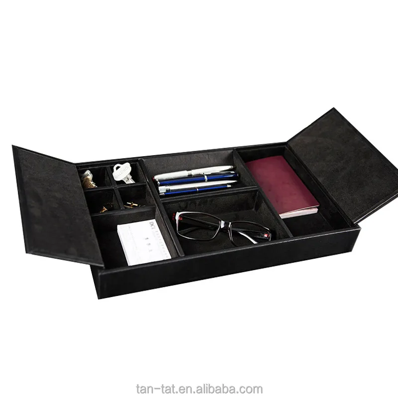 
Black Genuine Leather Paper Tray Office Decor 