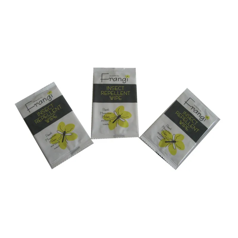 anti-insect wipes with active constituent citronella oil OEM factory anti-mosquito organic wet tissues in single sachet