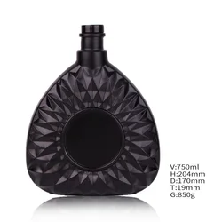 Wholesale Matte Black Liquor Vodka Brandy 500ml 750ml 1000ml  Glass Wine Bottle with cork