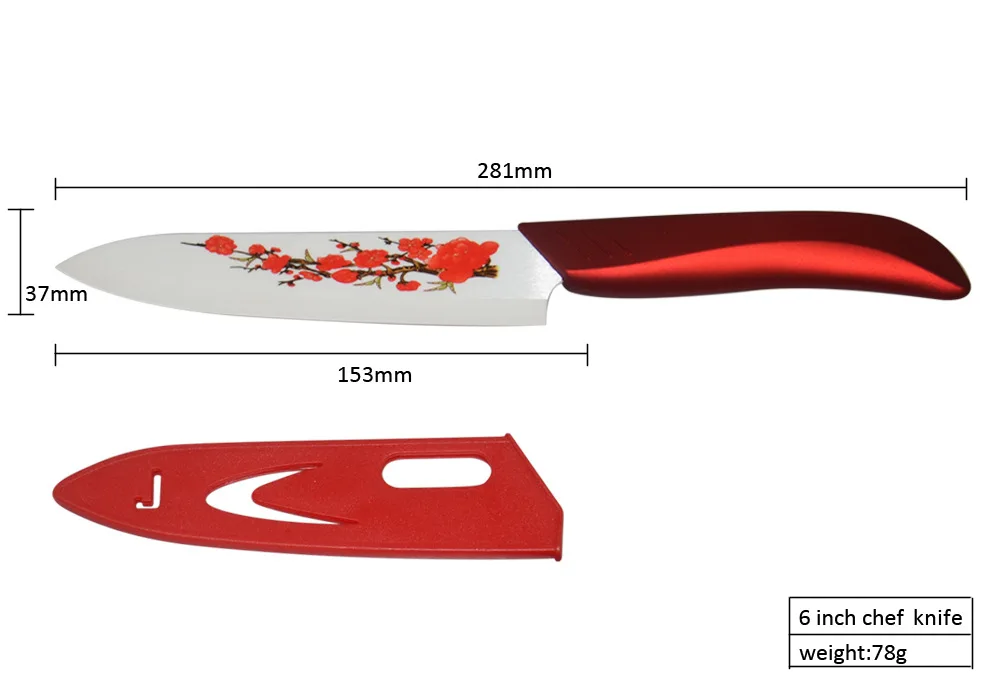
Hot selling top quality flower ceramic kitchen knife set 