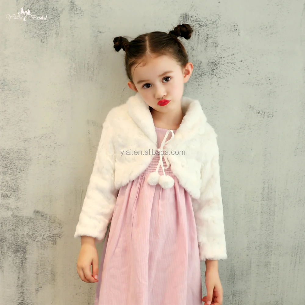 
LZP256 Lovely Fluffy White Fur Bolero Girls Winter Coat 