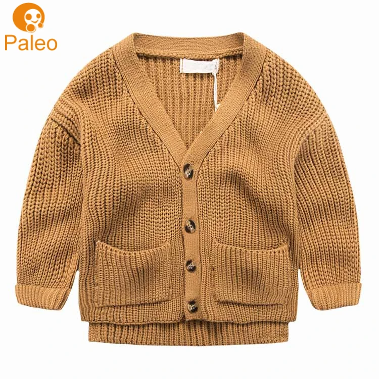 
Factory OEM caribou color v neck cotton babies knitting sweater designs 