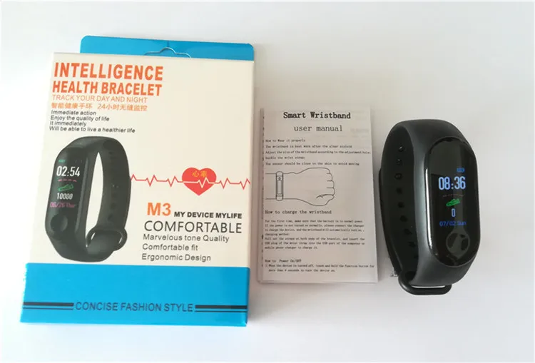 2018 Smart band M3 Blood Pressure Heart Rate Monitor Weather Push wristband IP67 Smart Watch for all smartphone