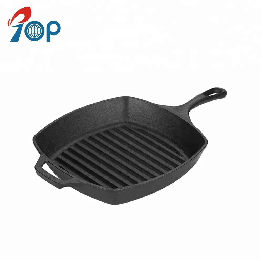 Cast Iron grill pan with handle square skillet