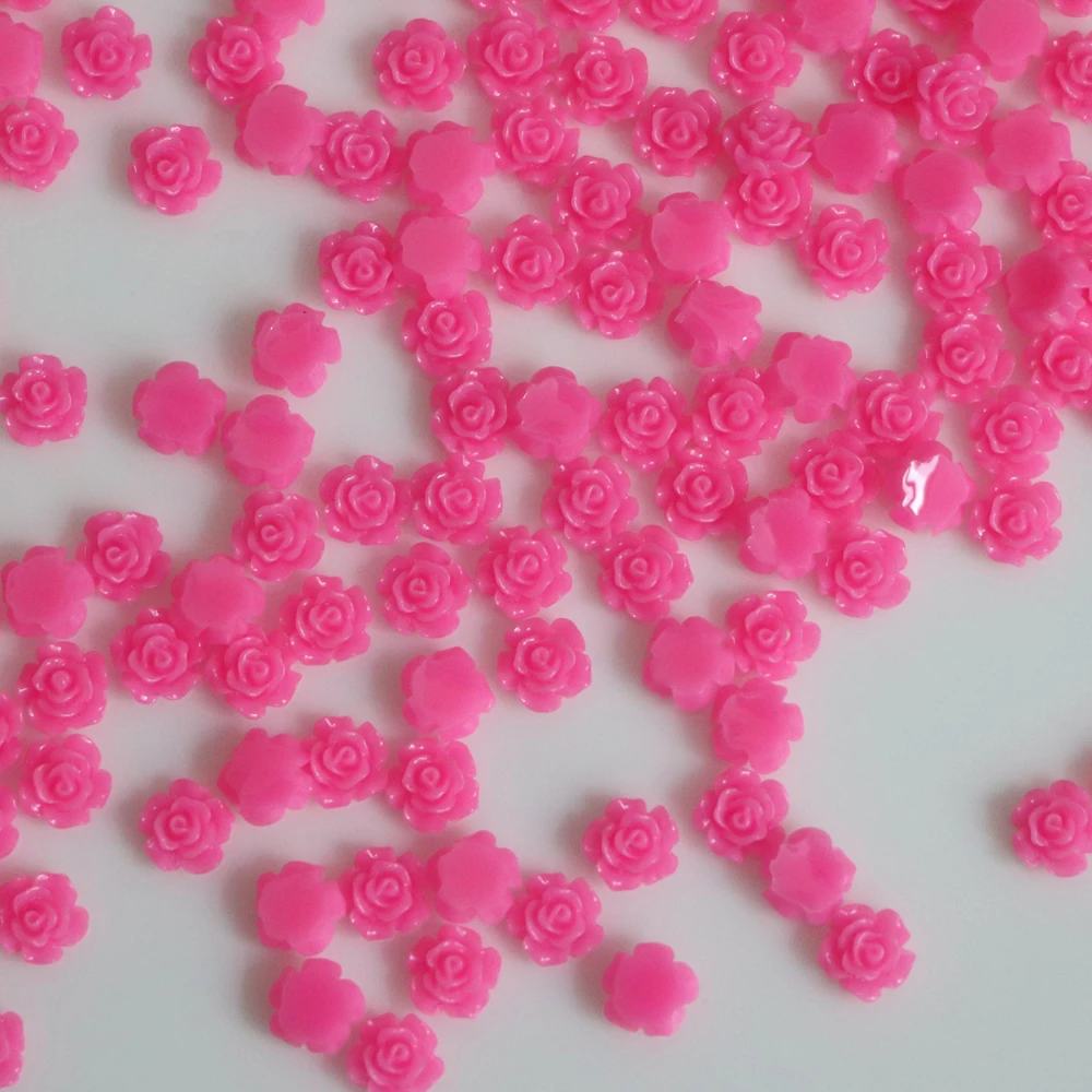 
DIY Handcrafted Mixed Resin Rose Flowers Flat Base Resin Flower Cabochons Jewelry Beads Embellishments 7MM 