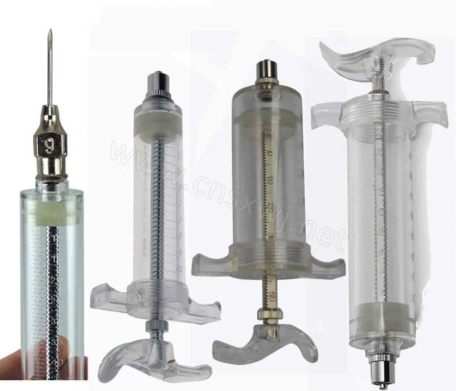 WJ203 Large specification adjustable Veterinary Plastic Steel Syringe Injector, veterinary syringe with luer lock
