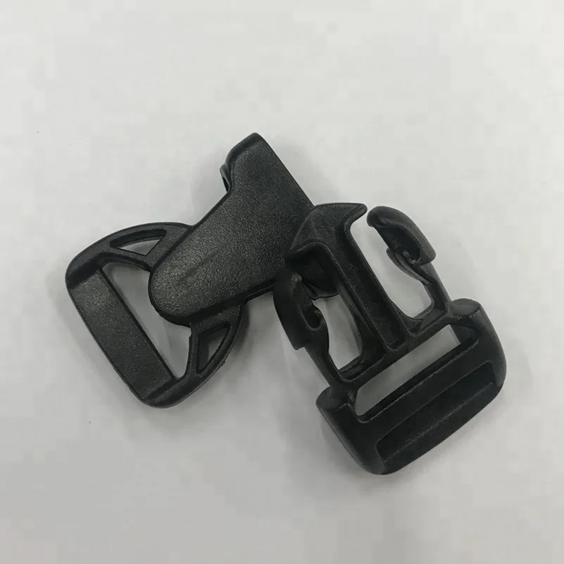 Eco-friendly plastic side release adjustable webbing buckle