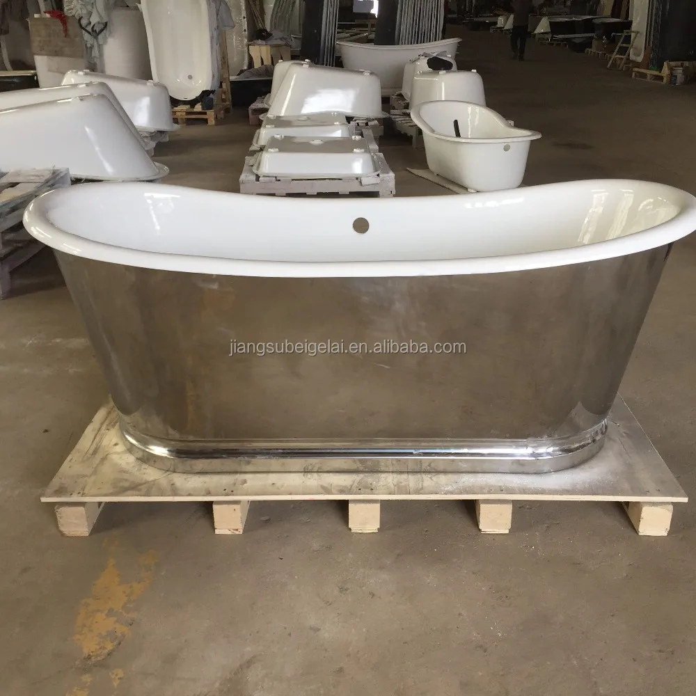 factory hot sell fico vintage freestanding enameled cast iron marble bathtub paint for bathroom with mirror finish stainless steel