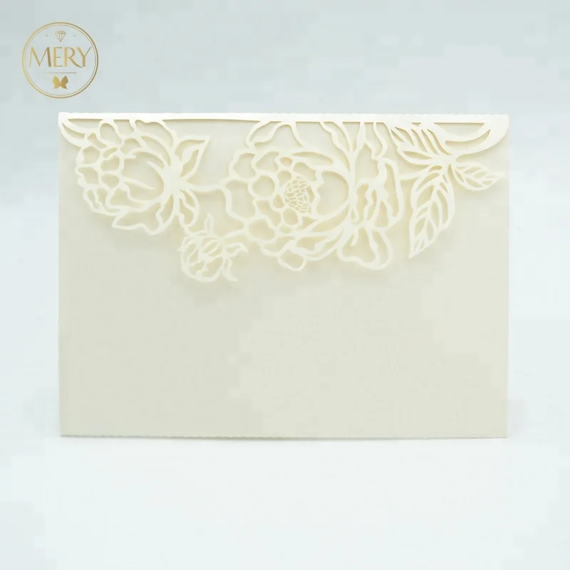 wholesale new products laser cut customize white  pearl elegant  marriage invitation card wedding favors party supplies