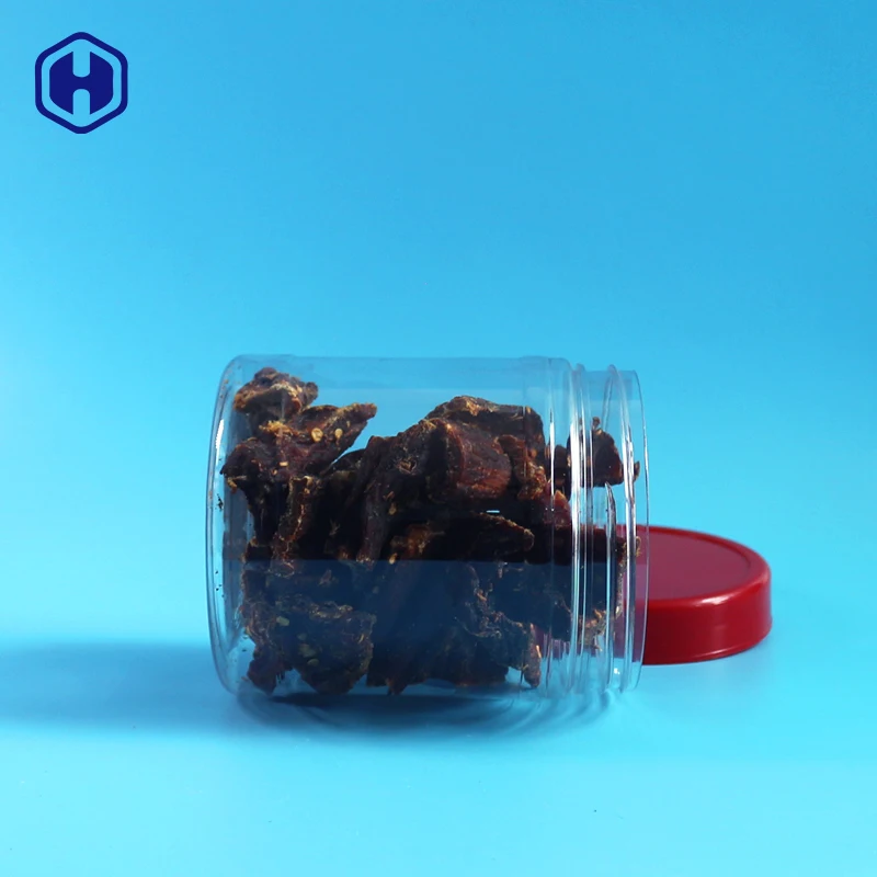 760ml round biscuit red top lid canning food grade PET plastic jar for biscuits packaging containers