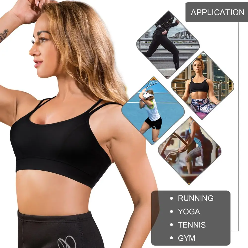 Женские спортивные бюстгальтеры черный бюстгальтер с мягкими чашечками для тренировок топы бега 38DD ударный