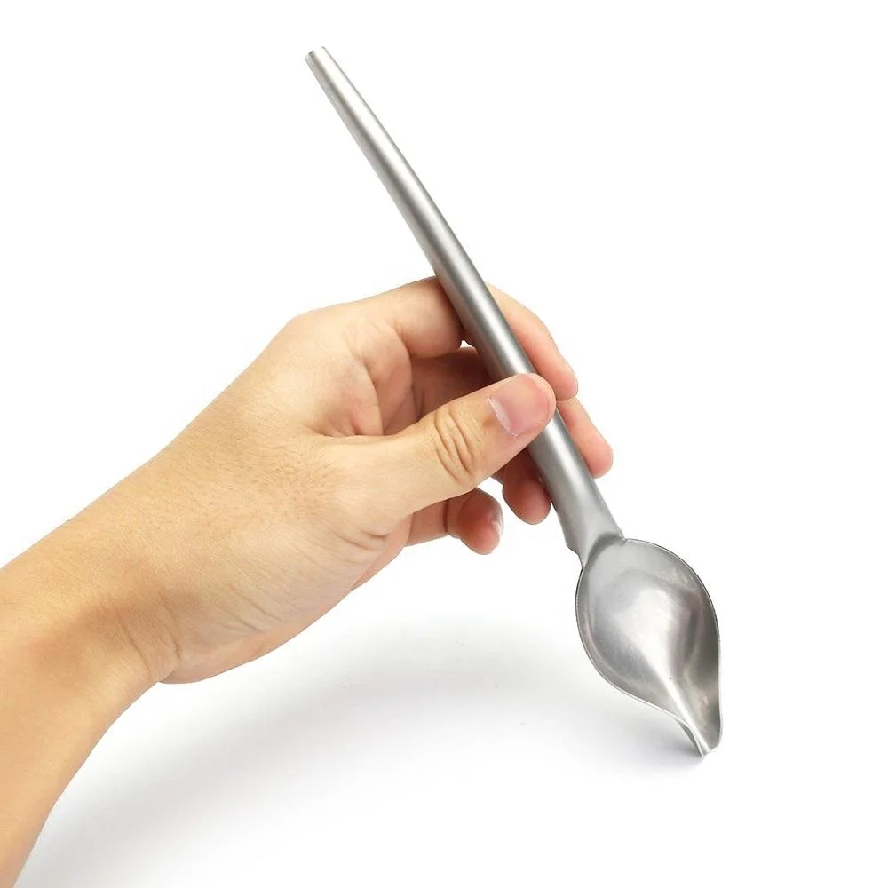 Promotion cutlery serving stainless steel professional culinary saucier 2 pieces drawing spoons for decorating spoon