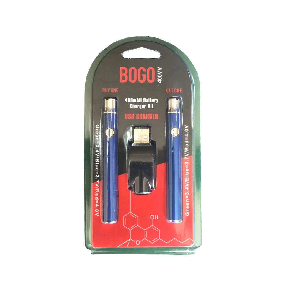 Low price  bogo DOUBLE Kit preheat 400mah voltage adjustable 510 vape pen starter kits