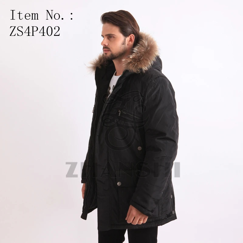 Canada style Goose down filling padded parka jacket with fur hood