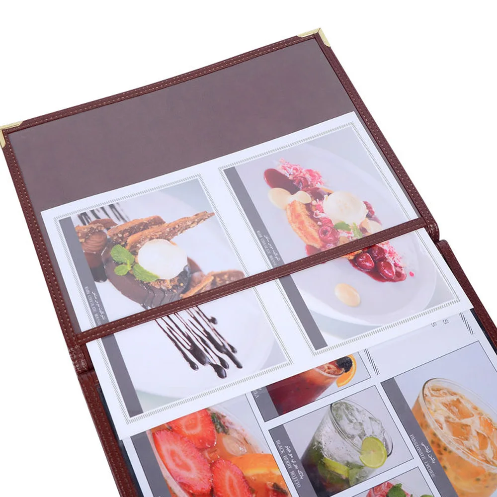 Custom PU leather menu folder and PU leather restaurant menu cover hotel leather menu holder folder