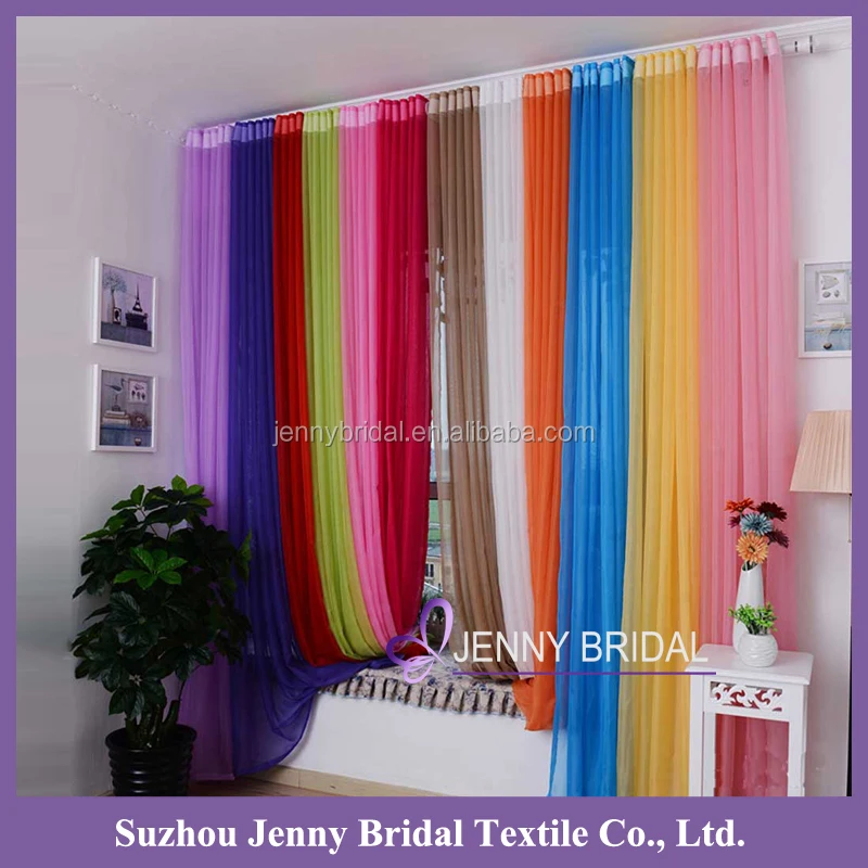 BCK128 new designs curtain rods silk cotton fabric colorful window curtain