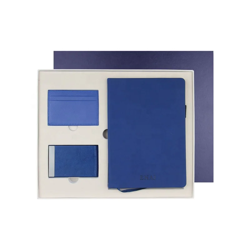 
Pu Leather Card Holder A5 Notebook Diary and Pen Gift Set for Promotion Office Stationery Gift 2021 