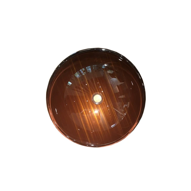 Elegant Round Modern Yellow Bathroom Vessel Tempered Glass Sink