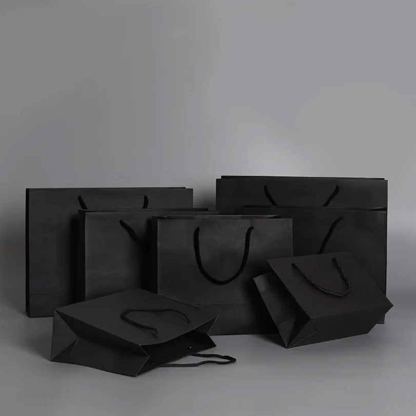 20*28*10CM Custom logo and size high quality black paper shopping bag be your gifts